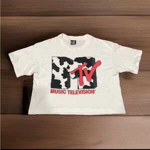 Vintage 90's MTV Music Television Cow Logo Original Size XL Cropped Giant Tag